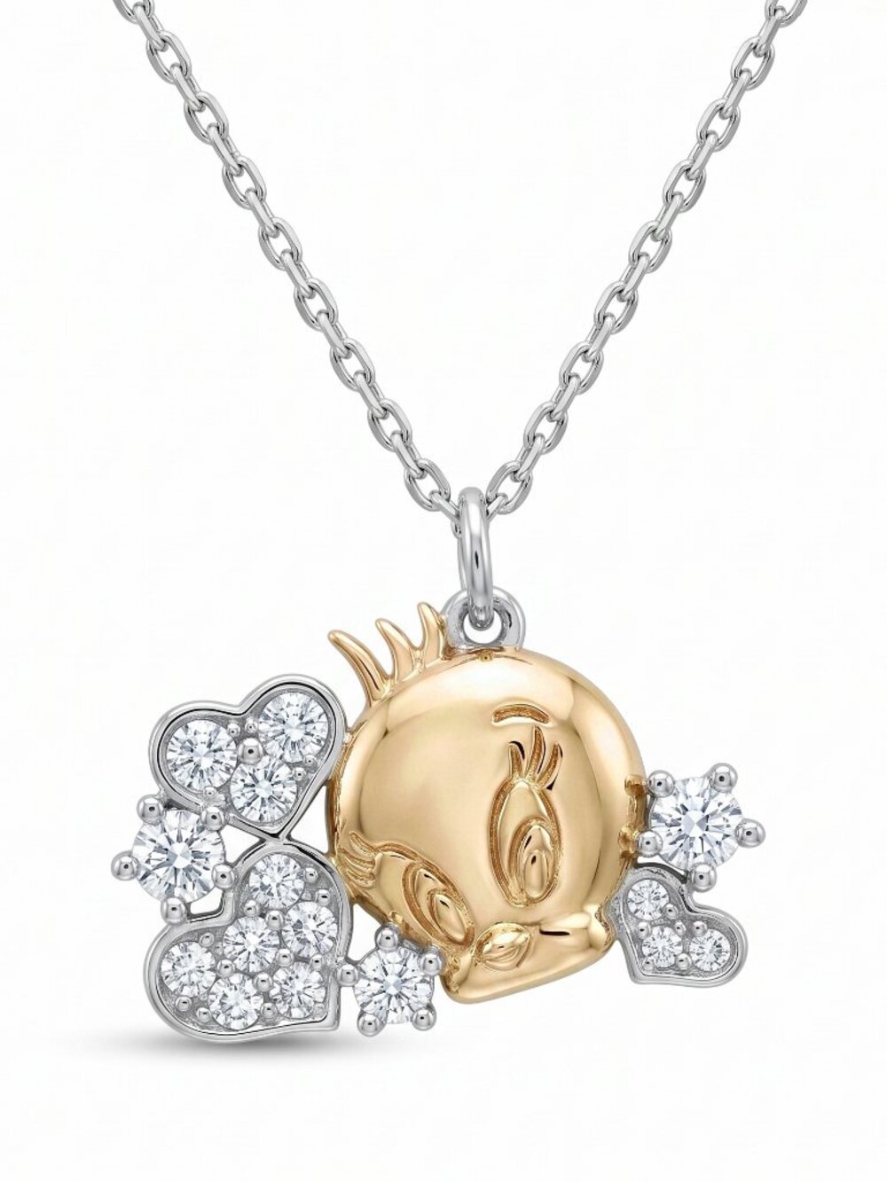 Tweety Bird Heart Cluster  Necklace, Looney Tunes × Charmed Aroma 925 SS